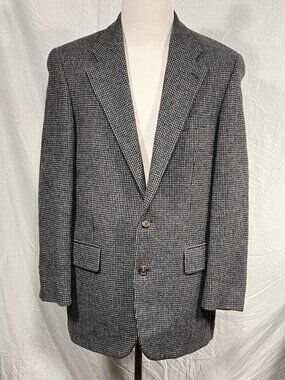 Men’s Chaps Ralph Lauren Tweed Blazer Sport Coat 40T Gray 2 Button Fully Lined